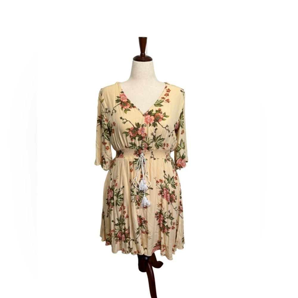 BUNDLE ITEM 3 for $25 Deal Allegra K WMs Boho  Print V Neck Belted 3/4 Sleeve LG